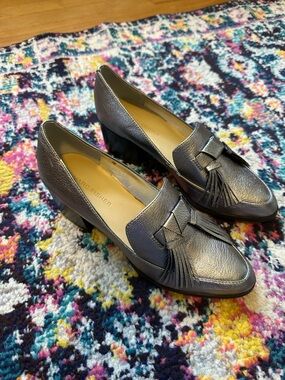 Marc Fisher Phylicia Vegan Pebble Leather Tassel Heeled Loafer New Womens 7